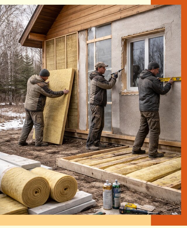 Утепление дачного дома в Чистополе от 4864 руб/м2 — недорого | ТепломастерЧст
