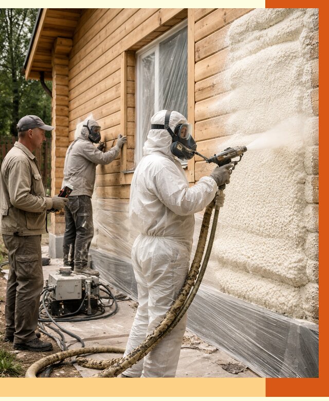 Утепление дома из бруса ППУ в Чистополе от 3942 руб/м2 под ключ | ТепломастерЧст