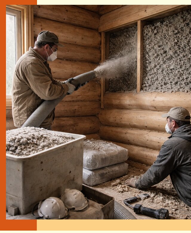 Утепление дома из бруса эковатой в Чистополе