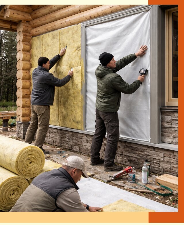 Утепление бревенчатого дома в Чистополе от 7833 руб/м2 — заказать под ключ | ТепломастерЧст