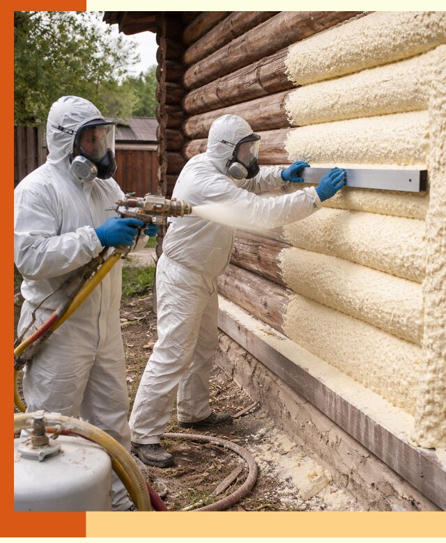 Утепление бревенчатого дома ППУ в Чистополе эффективной изоляцией