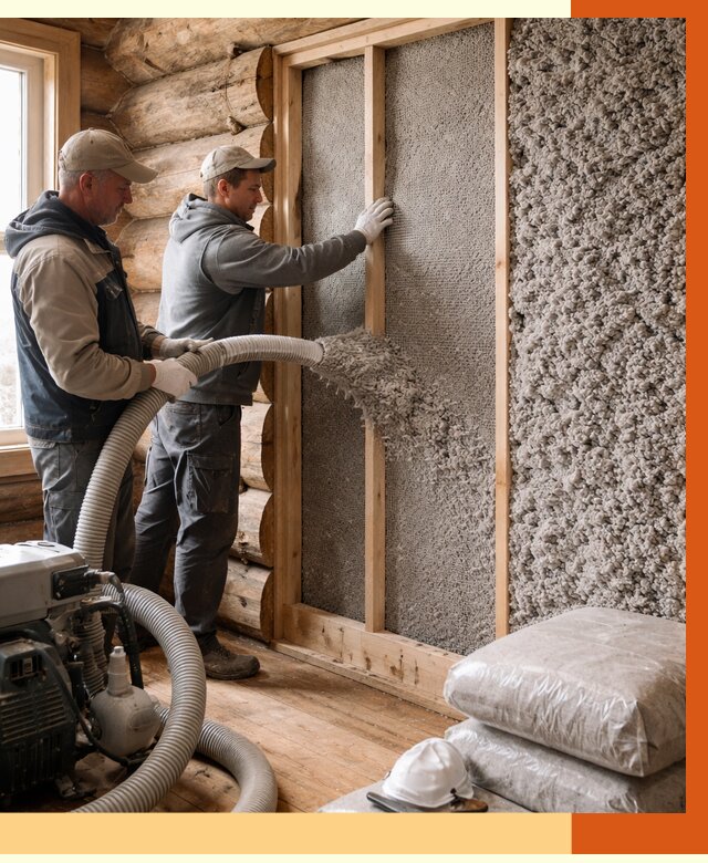 Утепление бревенчатого дома эковатой в Чистополе от 2816 руб. | ТепломастерЧст