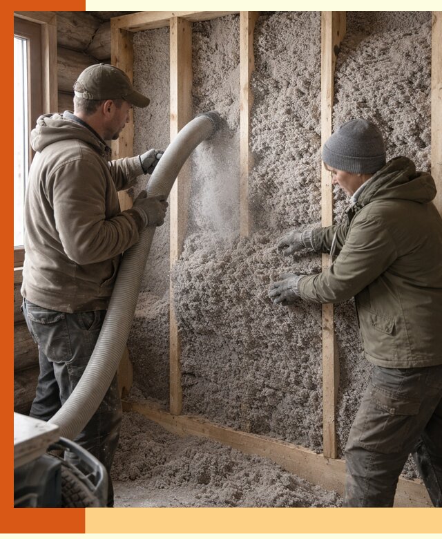 Утепление бревенчатого дома эковатой в Чистополе