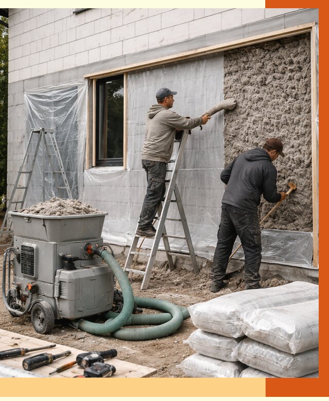 Утепление дома из газобетона эковатой в Чистополе от 4608 руб./м2 | ТепломастерЧст