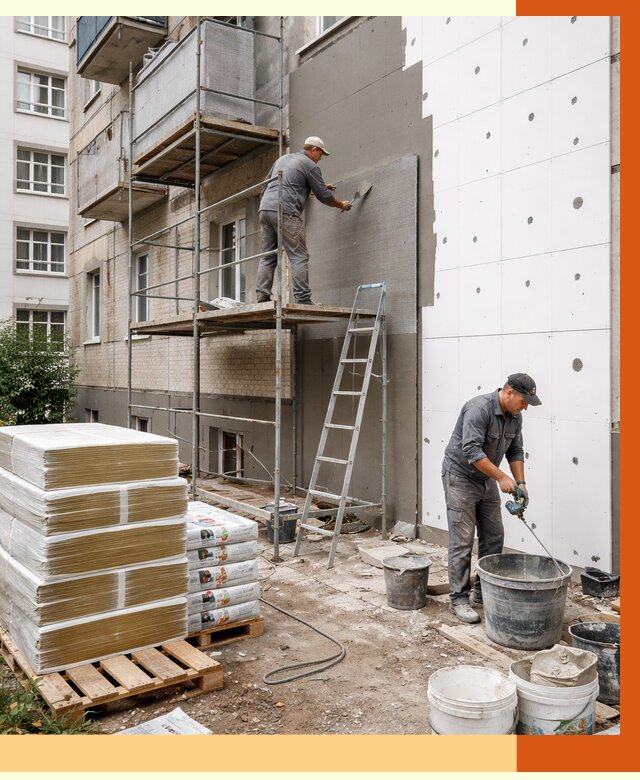 Утепление квартиры снаружи в Чистополе от 6297 руб/м2 под ключ | ТепломастерЧст