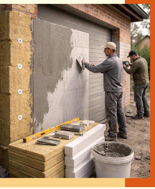 Утепление гаража снаружи в Чистополе от 4300 руб. за м2 — наружное утепление под ключ | ТепломастерЧст