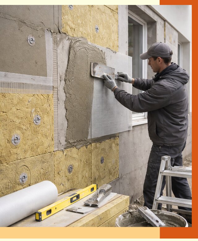 Утепление фасада под штукатурку в Чистополе от 4300 руб/м2 — монтаж пенопластом и минватой | ТепломастерЧст