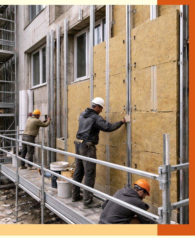 Утепление вентилируемого фасада в Чистополе от 5734 руб/м2 — монтаж и утепление вентфасад | ТепломастерЧст