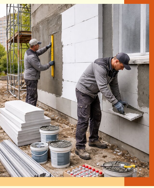 Утепление фасада и стен снаружи в Чистополе от 4300 руб. | ТепломастерЧст