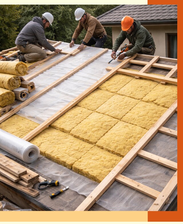 Утепление скатной крыши в Чистополе от 1280 руб./м2 под ключ | ТепломастерЧст