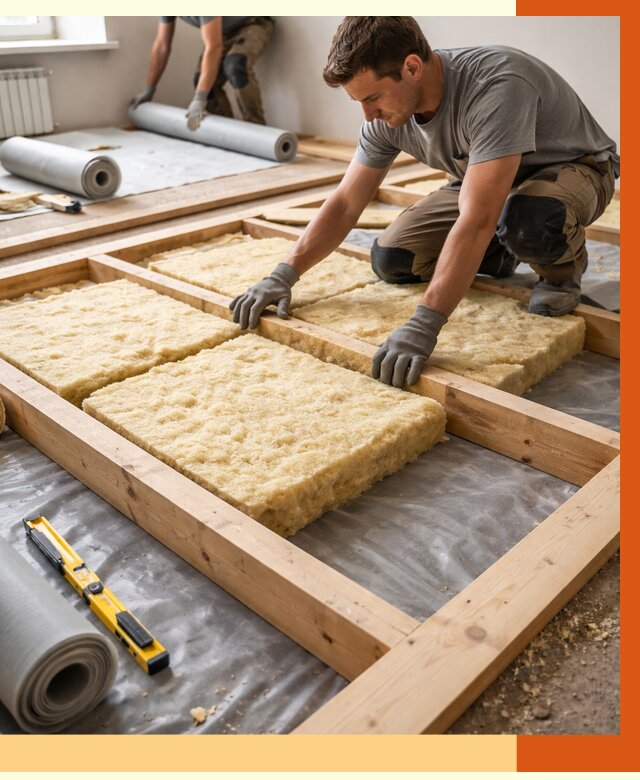 Утепление деревянного пола в Чистополе от 1536 руб./м2 под ключ | ТепломастерЧст