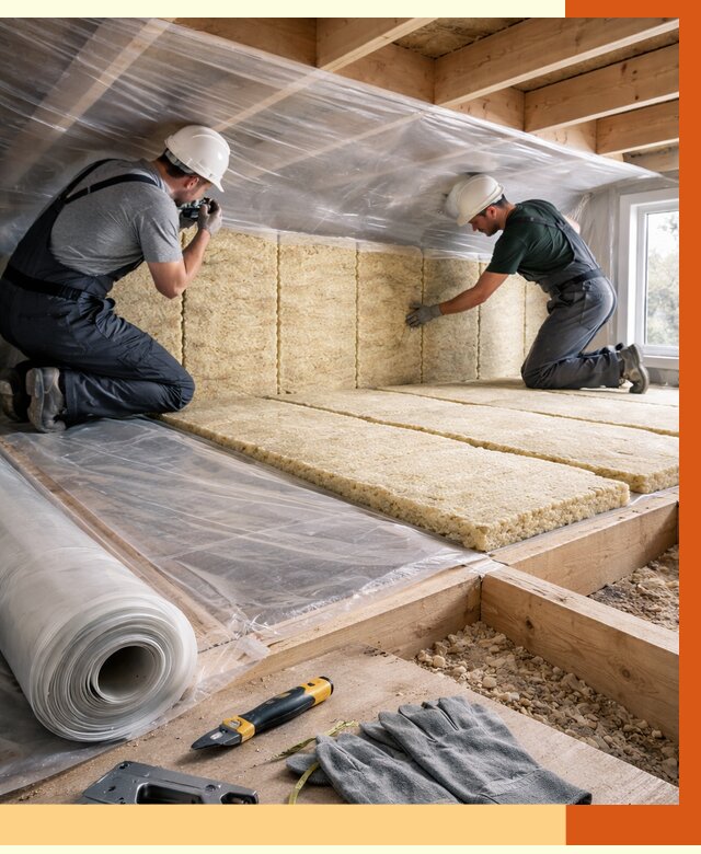 Утепление перекрытий в Чистополе от 2918 руб/м2 — утепление межэтажных и чердачных | ТепломастерЧст