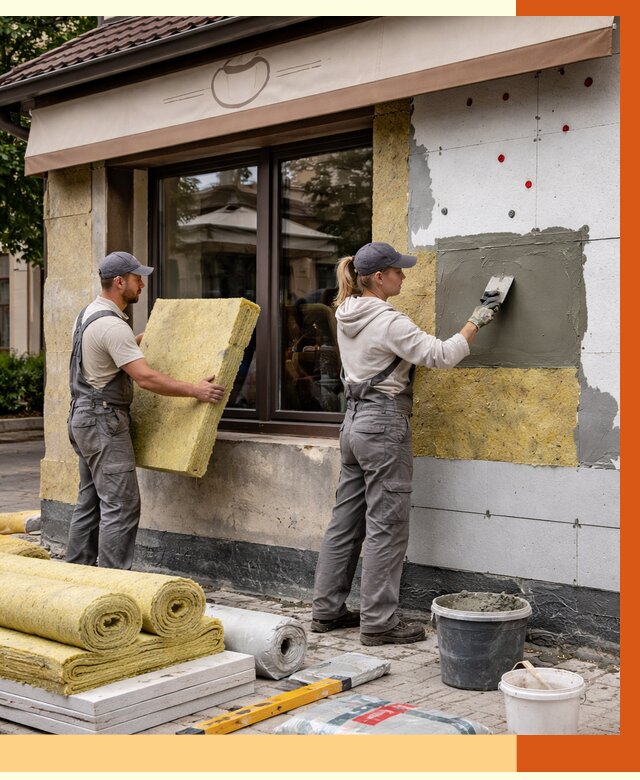 Утепление кафе в Чистополе от 4300 руб/м2 — комплексно под ключ | ТепломастерЧст