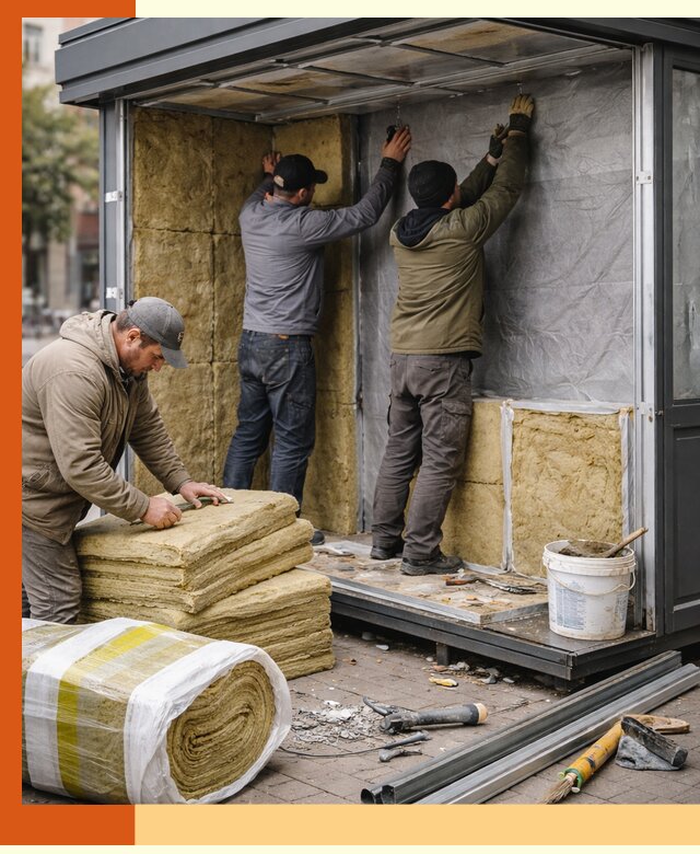Утепление павильона шаурмы под ключ в Чистополе