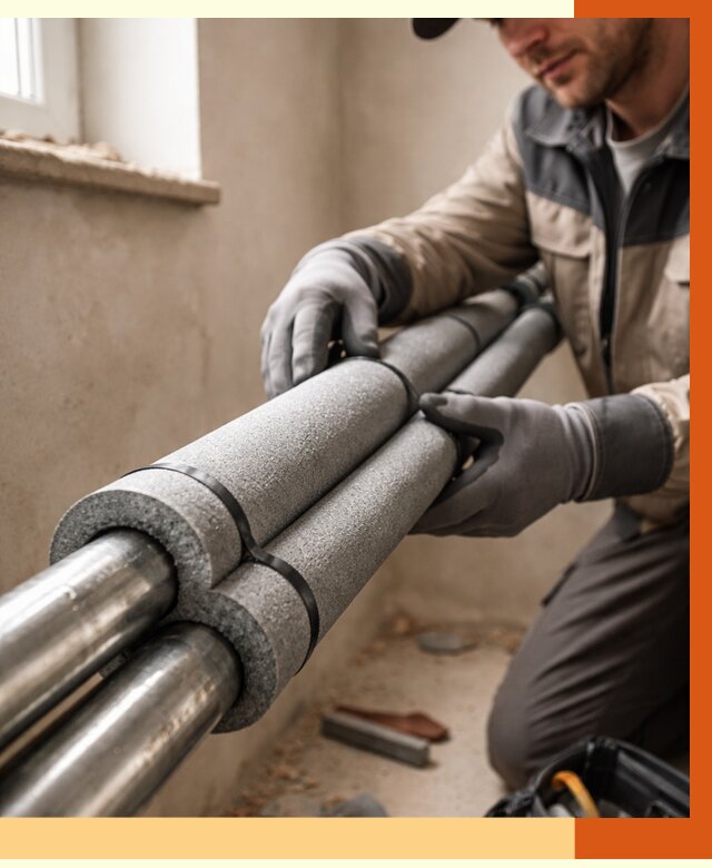 Утепление труб отопления в Чистополе от 2918 руб. за м² — услуги под ключ | ТепломастерЧст