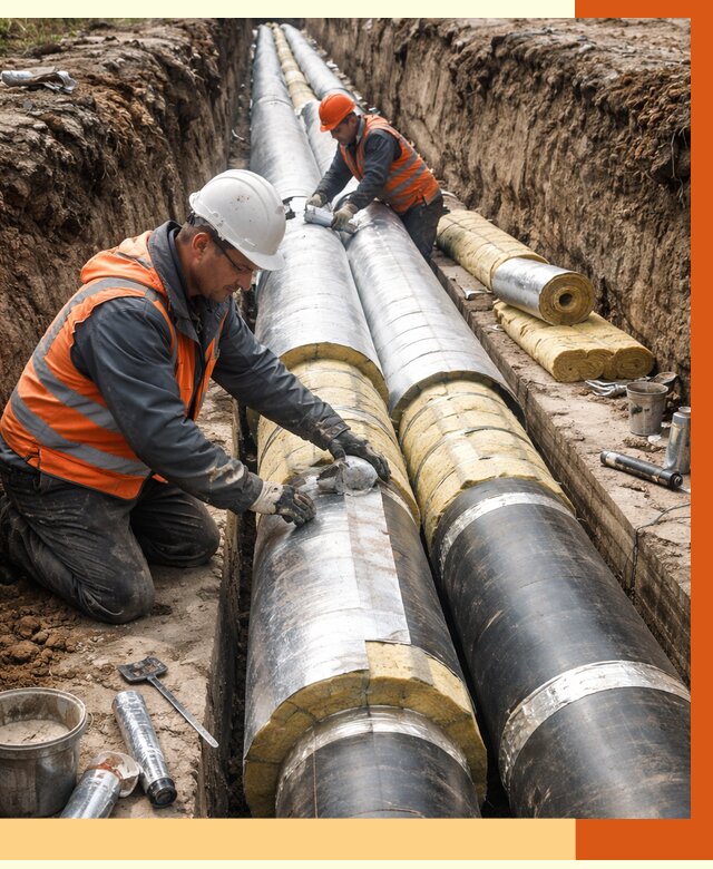 Утепление теплотрассы в Чистополе от 4608 руб./м2 — ппу и комплексная изоляция | ТепломастерЧст