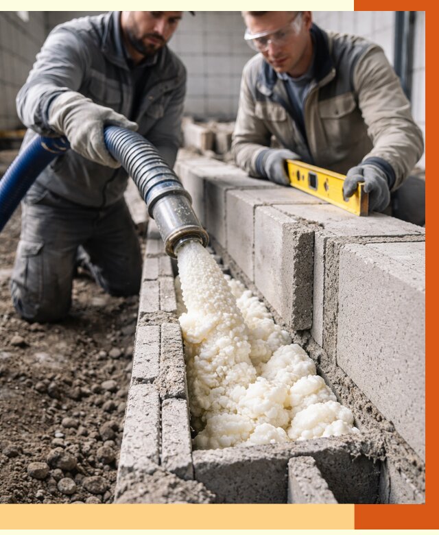 Заполнение колодцевой кладки ППУ в Чистополе от 4300 руб. за м2 | ТепломастерЧст