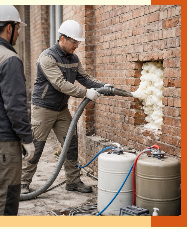 Заливка ППУ в пустоты кирпичной стены в Чистополе от 2816 руб. | ТепломастерЧст