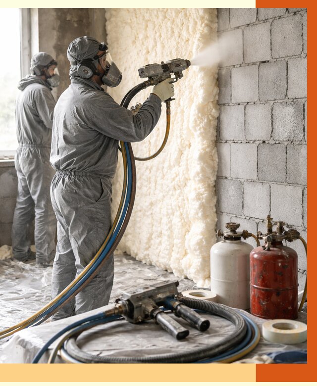 Утепление блочной стены ППУ в Чистополе от 4352 руб./м² — ТепломастерЧст