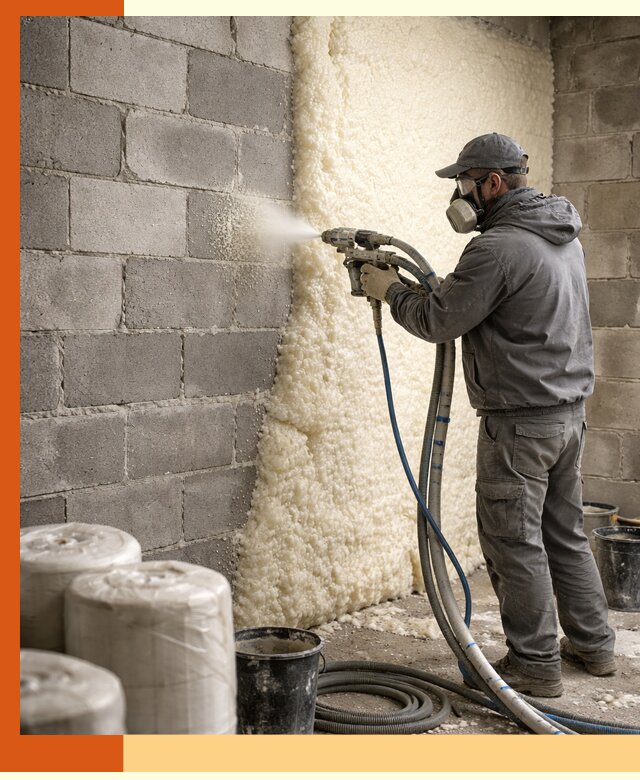 Утепление блочной стены ППУ в Чистополе качественно и надёжно