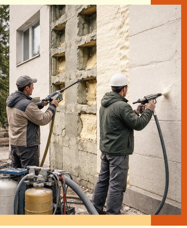 Заполнение пустот фасада в Чистополе от 4608 руб. — утепление пустот облицовки | ТепломастерЧст