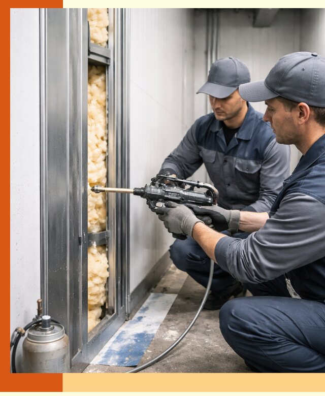 Заполнение пустот холодильных панелей в Чистополе специализированной пеной