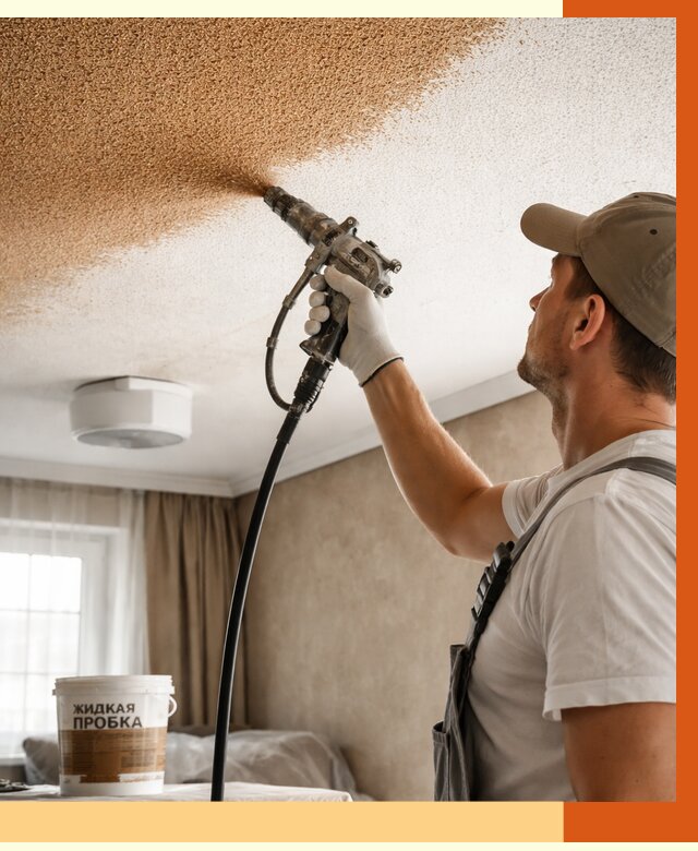 Утепление потолка жидкой пробкой в Чистополе от 3584 руб. | ТепломастерЧст