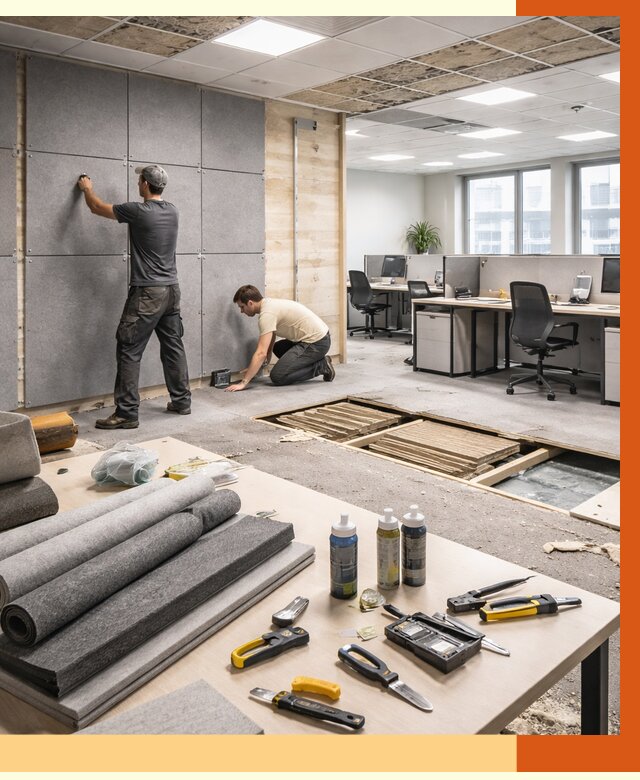 Профессиональная шумоизоляция офиса в Чистополе от 6911 руб. за м2 | ТепломастерЧст