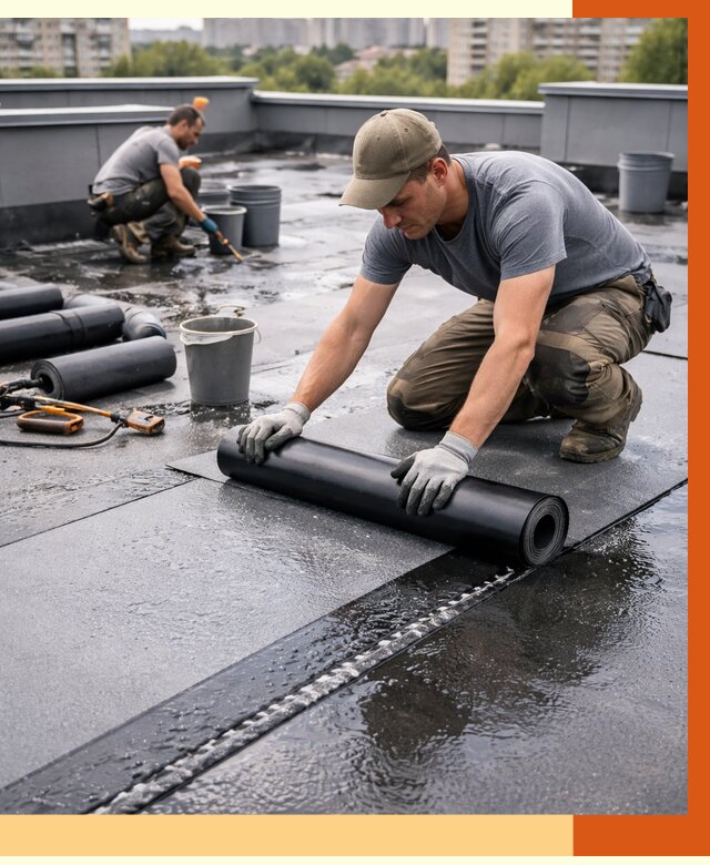 Гидроизоляция плоской кровли в Чистополе от 4608 руб./м2 — профессионально | ТепломастерЧст