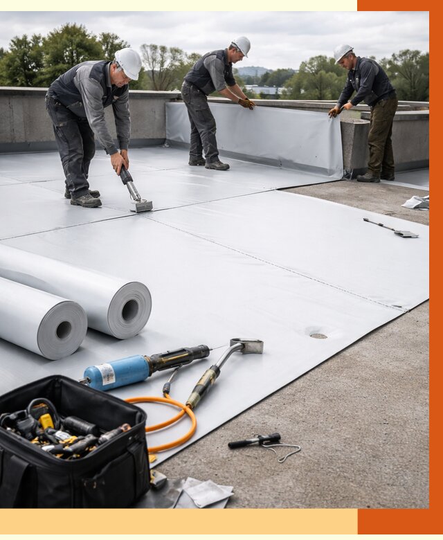 Гидроизоляция мембранной кровли в Чистополе от 7679 руб./м² — профессионально | ТепломастерЧст