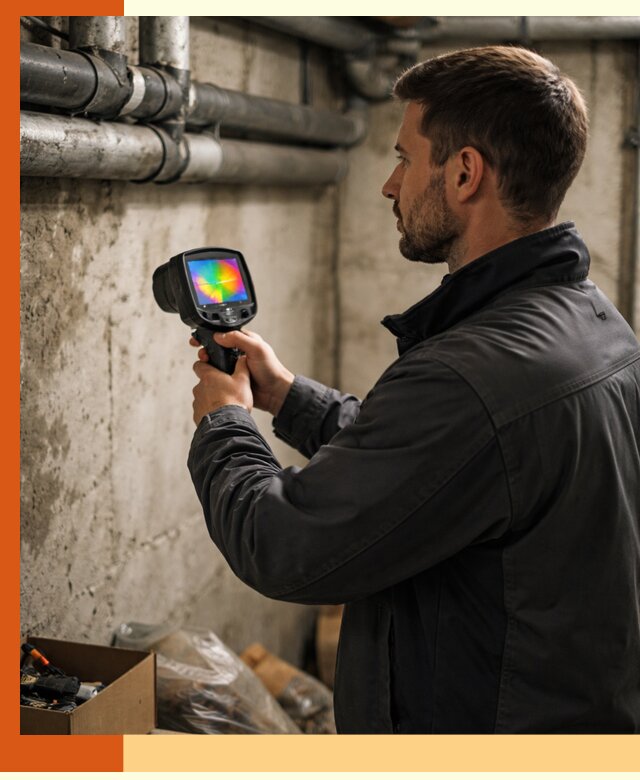 Тепловизионное обследование подвала в Чистополе для поиска утечек тепла