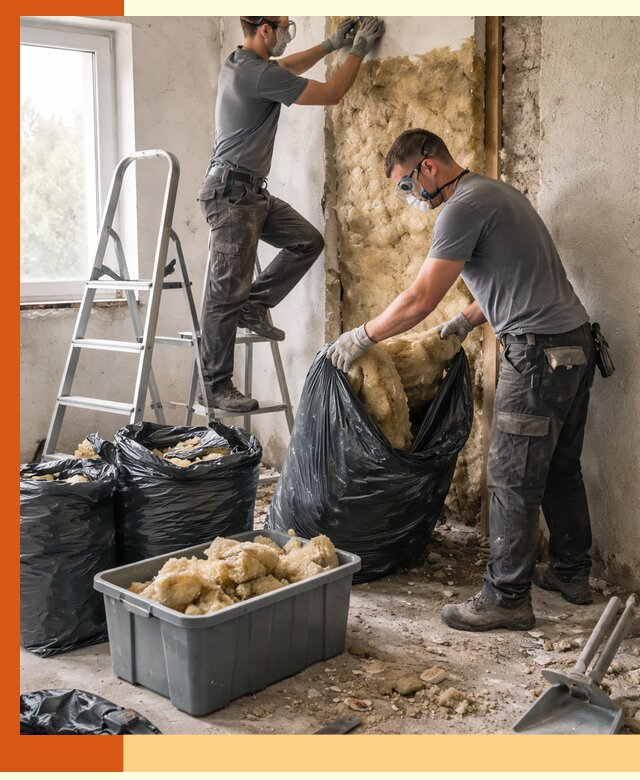 Демонтаж старого утеплителя и вывоз отходов в Чистополе