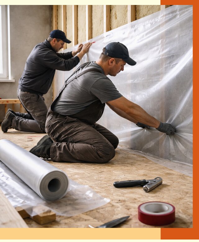 Монтаж пароизоляции в Чистополе от 2560 руб. — установка и укладка под ключ | ТепломастерЧст