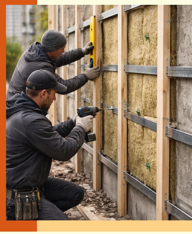 Монтаж обрешетки под утепление зданий и квартир в Чистополе